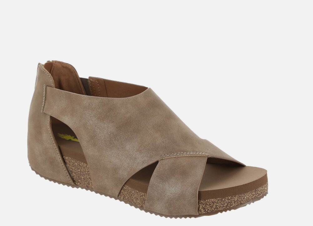 Volatile Womens Barstow Cork Wedge Sandals Size 6 Brown Tan PeeptoeNIB